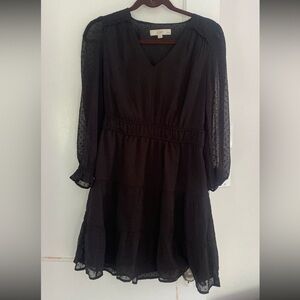LOFT Black Dress size 6P with Sheer Accents